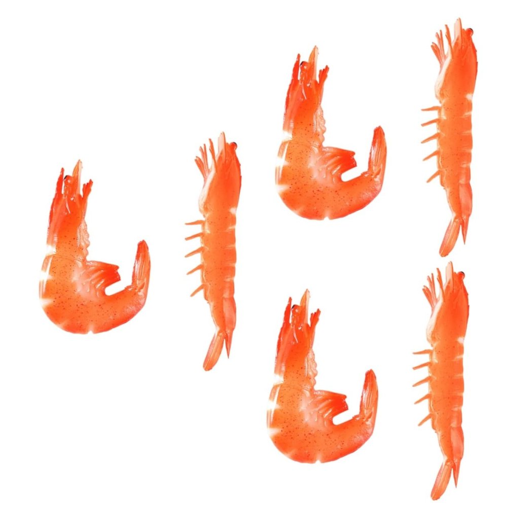 Abaodam 3sets Realistic Shrimp Food Models Lifelike Red Shrimp Props for Play Home Decoration Photography and Educational Cognitive Learning 2pcs*3