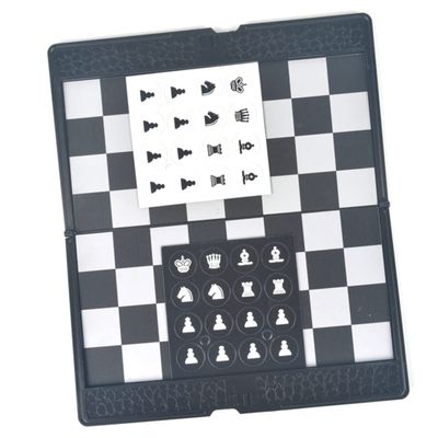 BRIGHTFUFU Portable Folding Chess Set for Adults Kids Travel Size Storage Slots International Checkers Chess Game Educational Fun for Family Friends