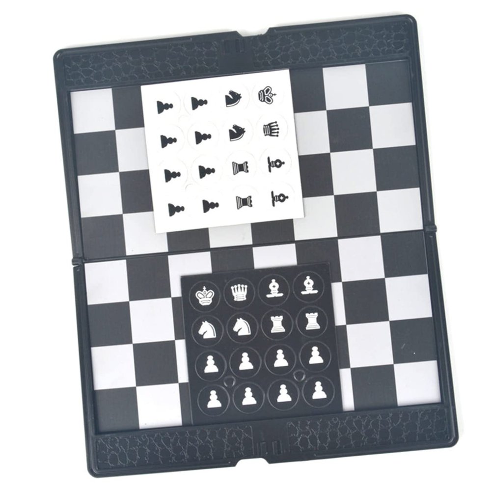 BRIGHTFUFU Portable Folding Chess Set for Adults Kids Travel Size Storage Slots International Checkers Chess Game Educational Fun for Family Friends