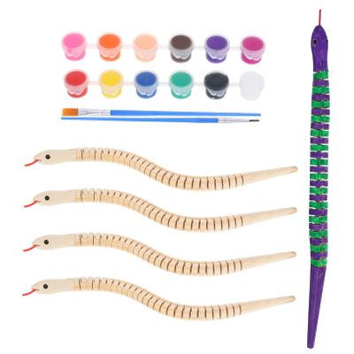 1 Set Wiggly Snake Craft for Unfinished Snakes Colors of Paint and Brushes Creative Doodle for Parties Classroom Prizes and Fun Family Activities