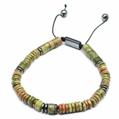 6mm Stone Hand Rope For Men Ethnic Style Simple Bracelet,chlorite,17-28cm