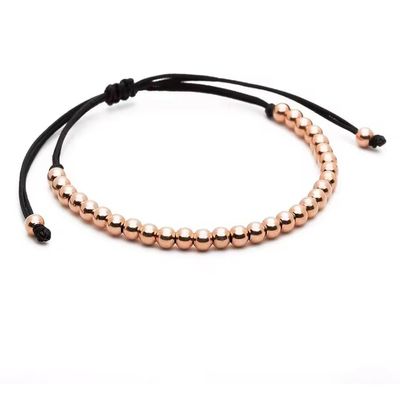 4mm Brass Beaded Cord Bracelet Men Braided Handmade,rose Gold,14cm-28cm