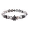 8mm Maps Stone Beads Charm Bracelet For Men Zircon Accessories,golden,19cm view 2
