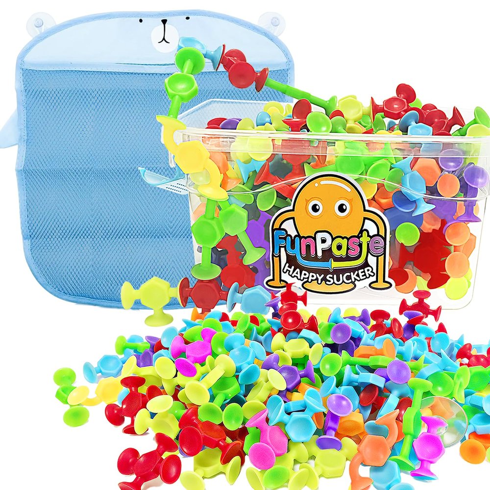 165Pcs Suction Cup Toy Bath Sensory Toys for Kids Genius Suckers Building Toys Party Favor Gift for 3 4 5 6 Year Old Boy Girl Toddler Travel Fidget Window Toy with Storage Organizer