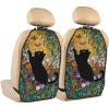 Black Cat Flower Garden Butterflies Car Seat Back Kick Protectors,2 Pack Kick Mats with Storage Pockets for Vehicles to Protect from Dirt Mud Scratches view 1