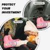 Black Cat Flower Garden Butterflies Car Seat Back Kick Protectors,2 Pack Kick Mats with Storage Pockets for Vehicles to Protect from Dirt Mud Scratches view 4