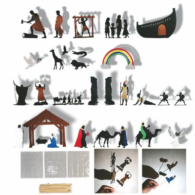 Bible Felt Shadow Theater Kit  3 Story Sets: Noahs Ark, Exodus Journey, Nativity Scene  Handmade Silhouette Puppet Set for Kids, Sunday School & Christian Storytelling Activities