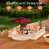 Rolife Super Creator Series Accessroies, DIY Mini Flower Garden Scenery Kit, Miniature Dollhouse Castle Building Kit's Part, Chic Caf Terrace Gift for Kids Adults Women view 2