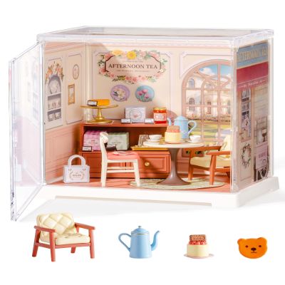 Rolife Mini Super Creator Series, DIY Miniature Honey Tea Lounge Dollhouse House Kit, Bulid Scenary for Action Collectible Figures,Creative Gifts for Women Kid Adults