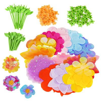 windpaint DIY Fabric Flower Bouquets Toys Accessories, DIY Craft Kits Flowers Accessories for Toddler Kids,Birthdays Gifts (Colorful)
