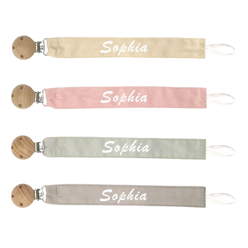 4Pack Custom Embroidery Pacifier Clip With Name/Text,Personalized Pacifier Holder for Baby Girls and Boys,Lightweight Universal Fits Most Pacifiers