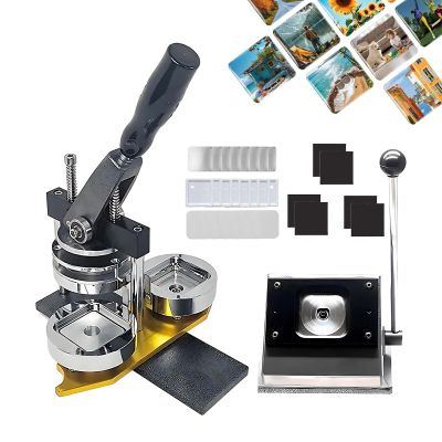 SHAHRYAR Square Photo Badge Magnet Maker Machine,Photo Magnet Maker Machine,for Personalized Decoration, DIY, Cultural and Creative Production,with 100 Sets of Consumables