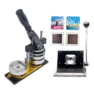 SHAHRYAR DIY 50x50 Mm Magnet Making Machine,Magnet Making Kit,Square Photo Badge Magnet Maker Machine,Includes 100 Pieces Magnetic Sheets,for Parent-Child Families