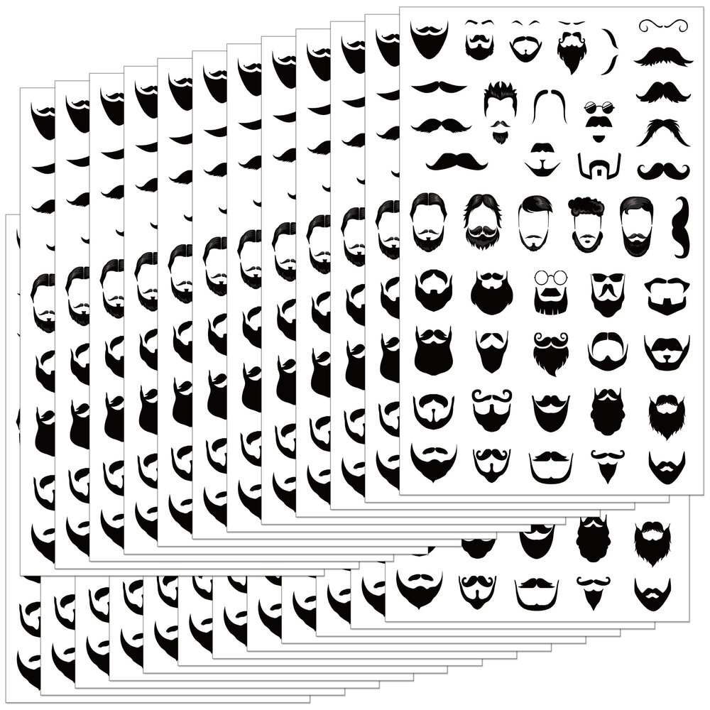 1000+PCS Black Moustache Stickers Party Favors-Beard Sticker Party Supplies Decorations Musician Birthday Party Gifts