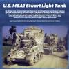 rcxperts 1/16 2.4G Remote Control Light Tank, US M5A1 Stuart Tank Simulated Military Vehicle Model with Sound Light Smoke Effects, Gift for The RC Model Car Enthusiast and Adults view 3
