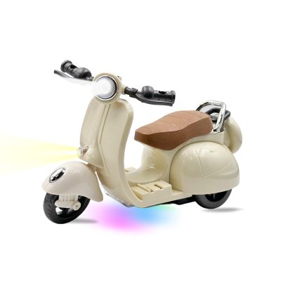 Adehevio Electric Doll Scooter for 17cm Doll,Funny Doll Accessories with Music and Lights, 360 Rotatable Plastic Scooter Decoration Batteries Not Included (White)