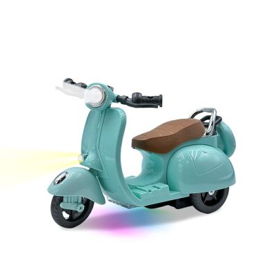 Electric Doll Scooter for 17cm Doll,Funny Doll Accessories with Music and Lights, 360 Rotatable Plastic Scooter Decoration Batteries Not Included (Blue)