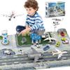 XDUOYJOY Airplane Toy Set with Trucks, Helicopter, Planes and Playmat, Airport Aviation Toys for Boys Girls, Great Gift for Birthday Christmas view 1