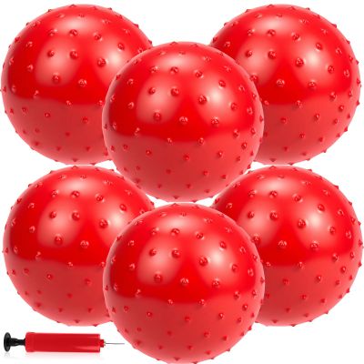 CZBRO 6PCS Bouncy Balls for Kids Toddlers, 12 Inch Sensory Balls Spiky Massage Stress Ball Bulk with Air Pump, Indoor Outdoor Sports Sensory Toys & Party Favors(Red)