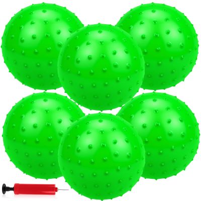 CZBRO 6PCS Bouncy Balls for Kids Toddlers, 12 Inch Sensory Balls Spiky Massage Stress Ball Bulk with Air Pump, Indoor Outdoor Sports Sensory Toys & Party Favors(Green)