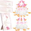 10Set One Silly Goose Birthday Decor 1st Baby Shower Party Favor 15.7 Inch White Geese Plush Stuffed Animal with Mini Party Hats Wood Table Decoration Greeting Cards Pink Ribbons for Guest Gifts view 1