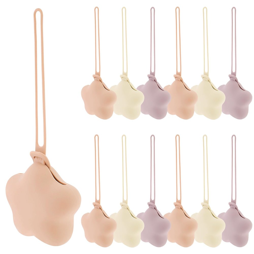12 Pcs Silicone Pacifier Holder Case Safe and Soft Material Pacifier Pouch Portable Pacifier Case Protective Pacifier Storage Case Easy to Clean for Diaper Bag Stroller
