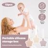 12 Pcs Silicone Pacifier Holder Case Safe and Soft Material Pacifier Pouch Portable Pacifier Case Protective Pacifier Storage Case Easy to Clean for Diaper Bag Stroller view 3