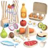 Wooden Play Food Toys for Kids - Pretend Play Kitchen Accessories Toy Set for Toddlers, Cutting Fruits Vegetables Toys Gift for Boys Girls Ages Over 3 Year Old view 1