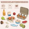 Wooden Play Food Toys for Kids - Pretend Play Kitchen Accessories Toy Set for Toddlers, Cutting Fruits Vegetables Toys Gift for Boys Girls Ages Over 3 Year Old view 3