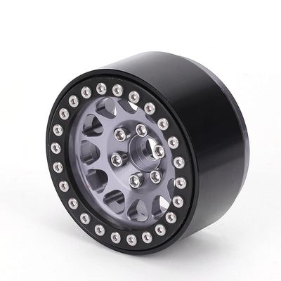 4 Pcs RC Beadlock Wheel Rims, Metal Wheel Rim Beadlock Wheels Hub, 1.9 Inch Beadlocks RC Rims Set, for 1:10 R C Crawler, Compatible with Axial SCX10, SCX10II, 90046, 90047 (Black Silver)