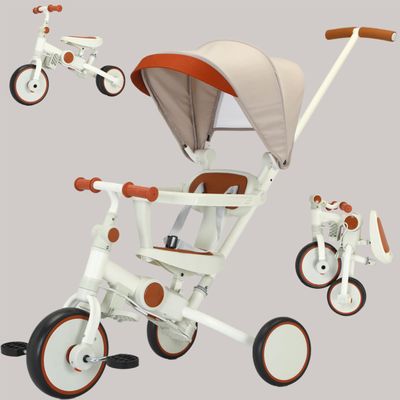 Baby Tricycle with Canopy,8 in 1 Folding Toddler Bike Foldable Kids Tricycle,Toddler Tricycle for 1-3 Year Olds, Push Tricycle for Kids Trike Balance Bike Chrismas and Birthday Gift for Boy and Girl