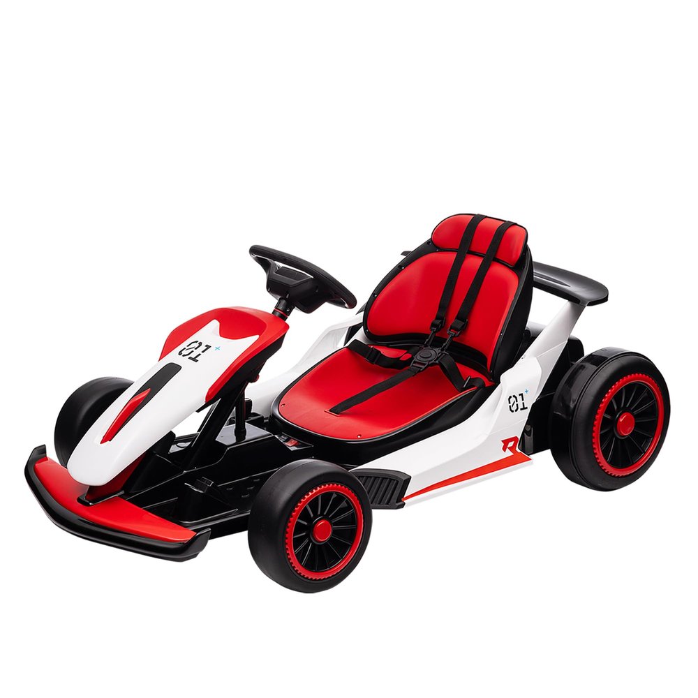Garvee Go Kart, Electric Drift Kart Car with Adjustable Seat, 24V 7Ah Outdoor Ride On Toy, 2 * 200W Motor, 8.1 MPH, LED Lights, Toy Race Car for Kids 6-12 Years Old