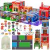 Cinrobiye Community Helpers Sorting and Stacking Set with Wooden Figures Traffic Signs Vehicles Modern City Mat Vehicle Preschool Learning Montessori Game Nesting Boxes for Boys Girls Birthday Gift view 1