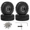 1.0 Beadlock Wheel Tires Set -3.78mm Offset Wheel Rims for 1/18 1/24 RC Crawler Car Axial AX24 SCX24 FMS FCX24 TRX4M (Black-A) view 1
