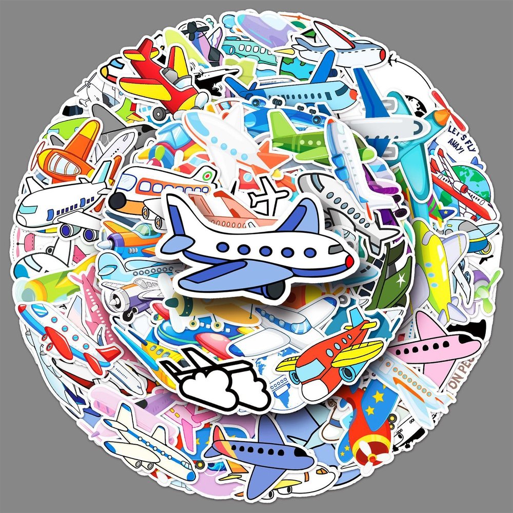 100PCS Airplane Cartoon Stickers for Teenage Kids Boys and Girls,Transportation Waterproof Stickers for Water Bottle Laptop Phone Tablet Skateboard Refrigerator Journal Guitar Luggage Skateboard