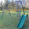 3 in 1 Swing Set - Heavy Duty A-Frame Metal Swingset with 2 Adjustable Swings & 1 Glider & 1 Slide | Multifunction Kids Swing Sets for Backyard Outdoor for Kids Ages 3-8 view 1