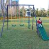 3 in 1 Swing Set - Heavy Duty A-Frame Metal Swingset with 2 Adjustable Swings & 1 Glider & 1 Slide | Multifunction Kids Swing Sets for Backyard Outdoor for Kids Ages 3-8 view 2