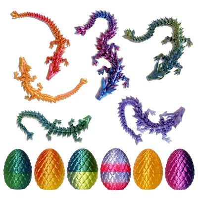3D Printed Dragon Eggs - 6PCS Mini Articulated Crystal Dragon Set with Hidden Dragons Inside, Fun Fidget Toys, Birthdays, Decorations Gifts IndoorOutdoor, Party Favors