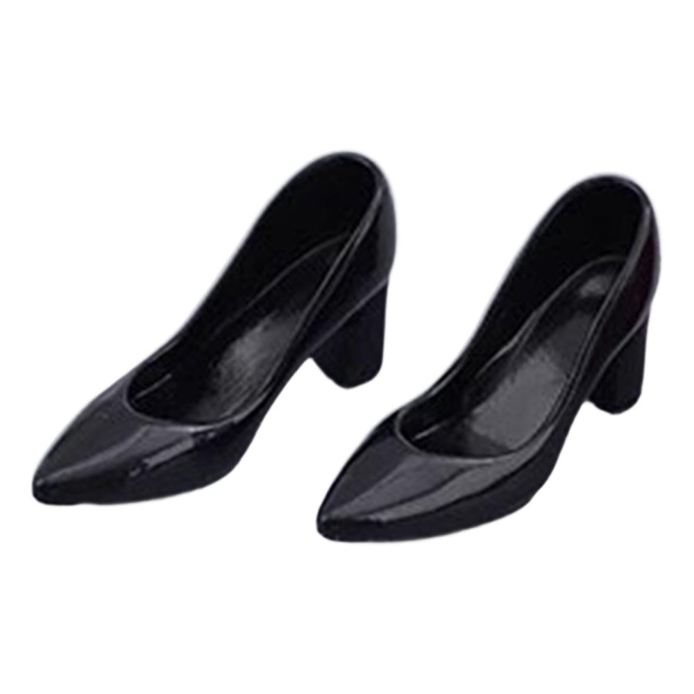 1/6 BJD Doll Shoes High Heeled Shoes for 12 Inch Figures, Realistic Mini High Heels Fashion Dress Up Accessories- Black