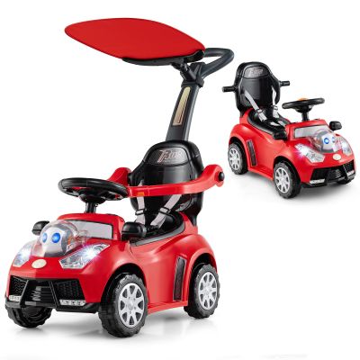 HONEY JOY Ride On Push Car for Toddlers, Alien Theme Ride On Car Sliding Car w/Steering Wheel, Music & Lights, Under Seat Storage, No Batteries, Kids Ride On Toys for Boys and Girls (Red)