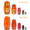 Tngan Russian Nesting Dolls, 5 Pcs 6 "Tall Animal Nesting Easter Eggs Toys, Stacking Wooden Handmade Matryoshka Dolls for Kids Toddlers Birthday or Home Decoration Gift (Round Lion) view 3