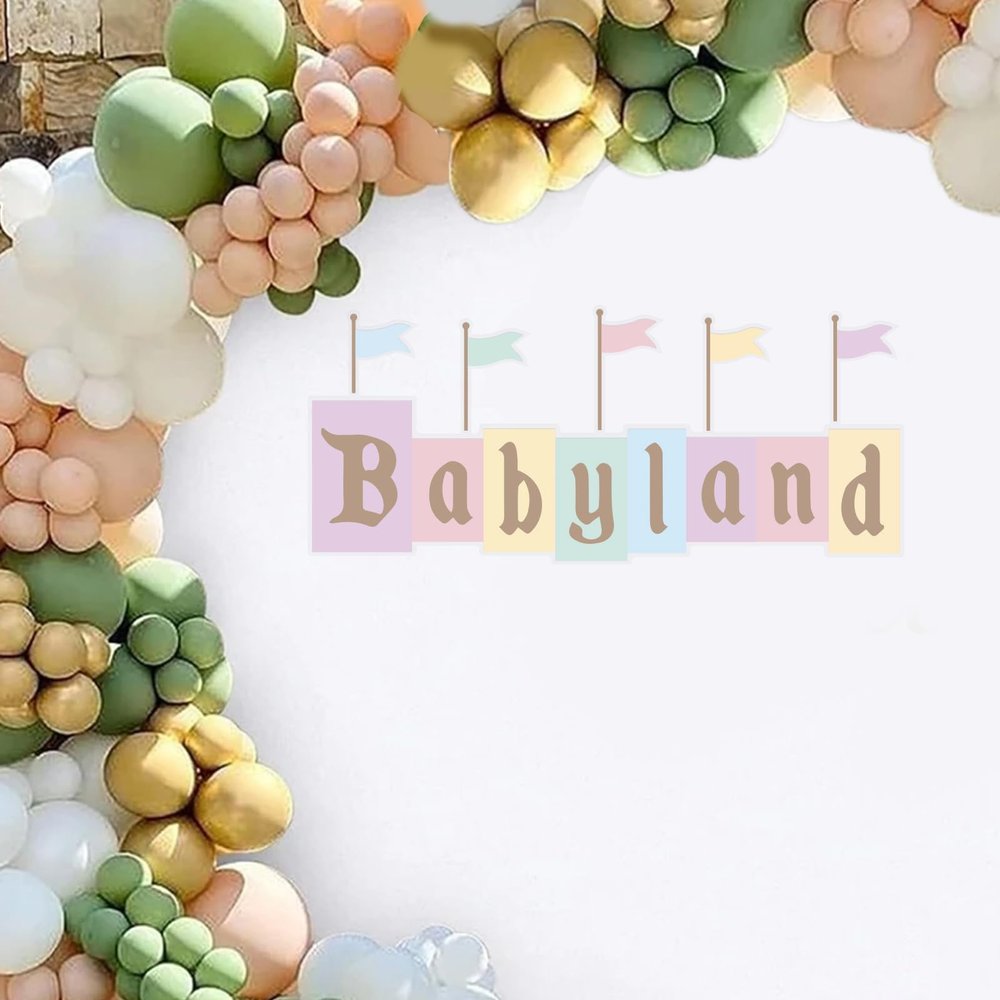 Babyland Decal Sign for Arch Backdrop, Princess Themed Baby Shower Party Decor, Castle Welcome Baby Sign