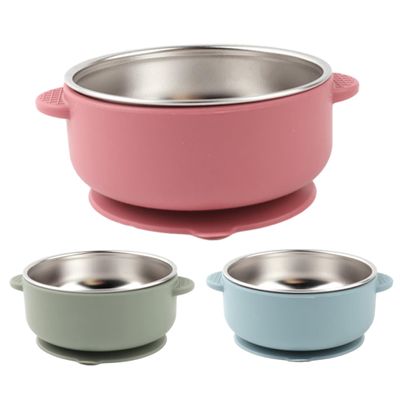 3Pcs Baby Bowls with Suction, Stainless Steel Toddler Bowls with Removable Silicone Sleeve, Heat Resistant & Drop-Proof