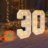 39.4in 2025 Light up Numbers with 20 LED Bulbs, Marquee Numbers for 30th Birthday/Party/Anniversary Decorations Graduation, Floor Standing Light up Balloons Foam Numbers, 2000-3000K view 4