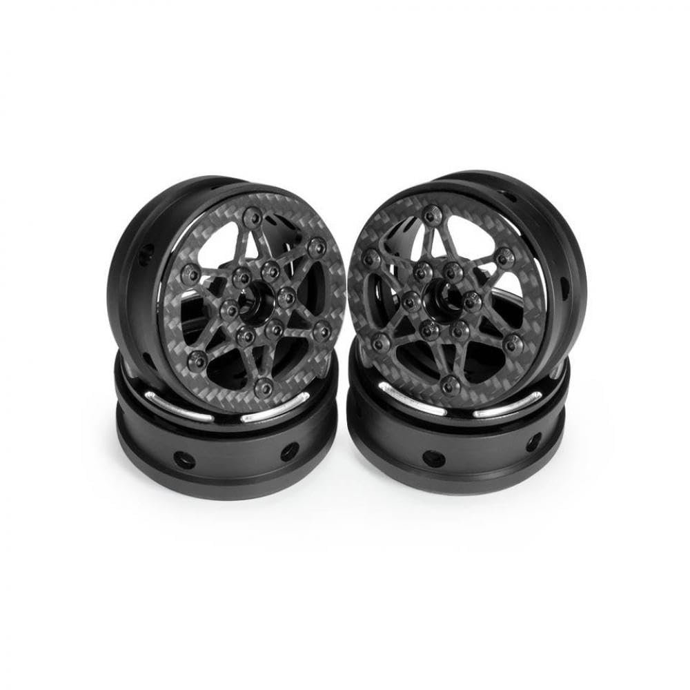 4PCS 1.9 Inch Carbon Fiber Wheel Rims Compatible with 1/10 RC Car Crawler RR10 TF2 Element Gmade R1 Cheater Rigs 1.9S DIY(4PCS A)