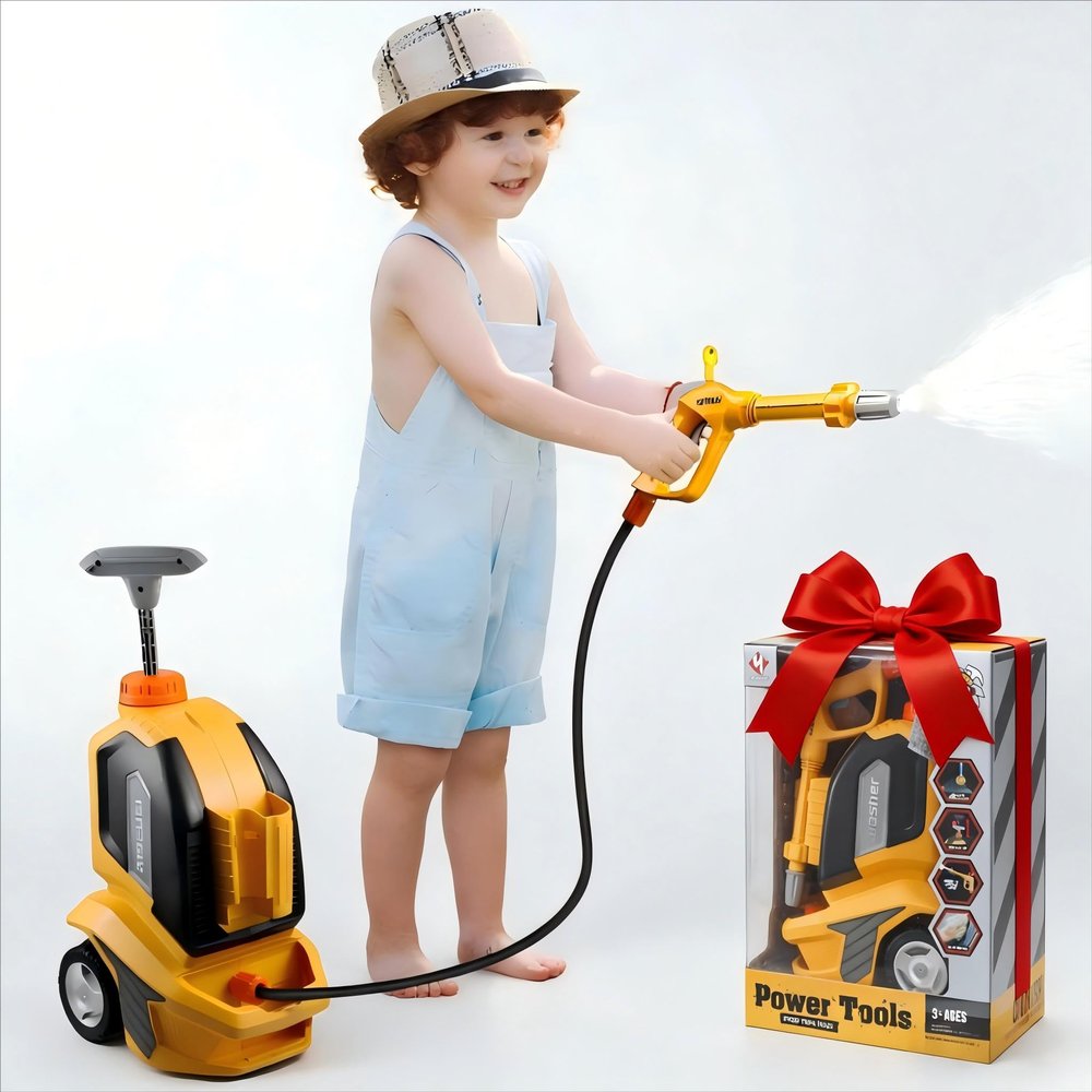 Essovee Kids Clean Car Wash Toy, Kids Power Washer, Toddler Cleaning Set Pretend Play Tools Role Playing Cleaning STEM Outdoor Toys Gift for Toddler Boys Girls Ages 3 4 5