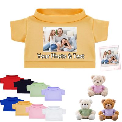 FAHOXUMR Personalized Teddy Bear Clothes with Photo Text, Custom Stuffed Animal Clothing Fit 8-16inch Stuffed Bear Clothes, Personalized Doll Clothing Make Your Own Plush Doll Shirt