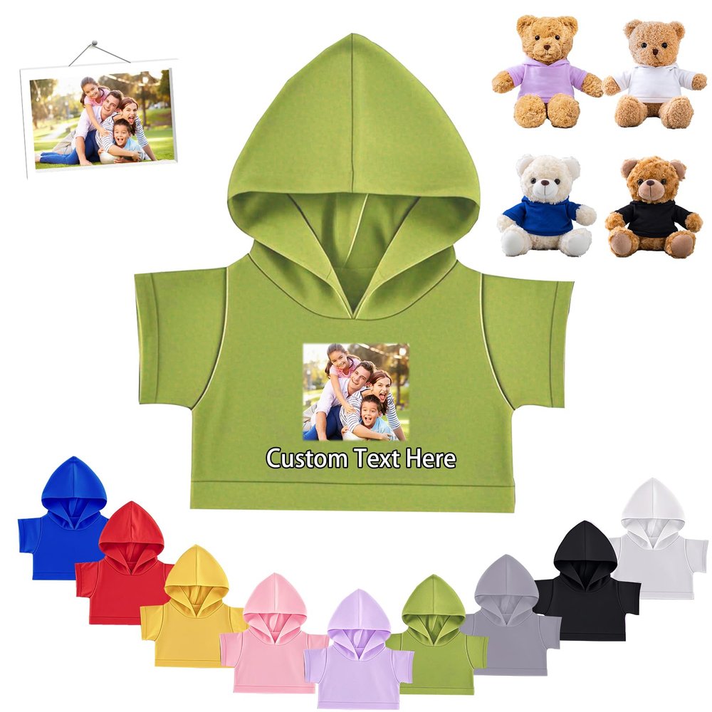 FAHOXUMR Personalized Teddy Bear Clothes with Photo Text, Custom Stuffed Animal Clothes Fit 8-16inch Stuffed Bear Clothing, Personalized Doll Clothing Make Your Own Plush Doll Shirt