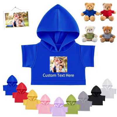 FAHOXUMR Personalized Teddy Bear Clothes with Photo Text, Custom Stuffed Animal Clothes Fit 8-16inch Stuffed Bear Clothing, Personalized Doll Clothing Make Your Own Plush Doll Shirt