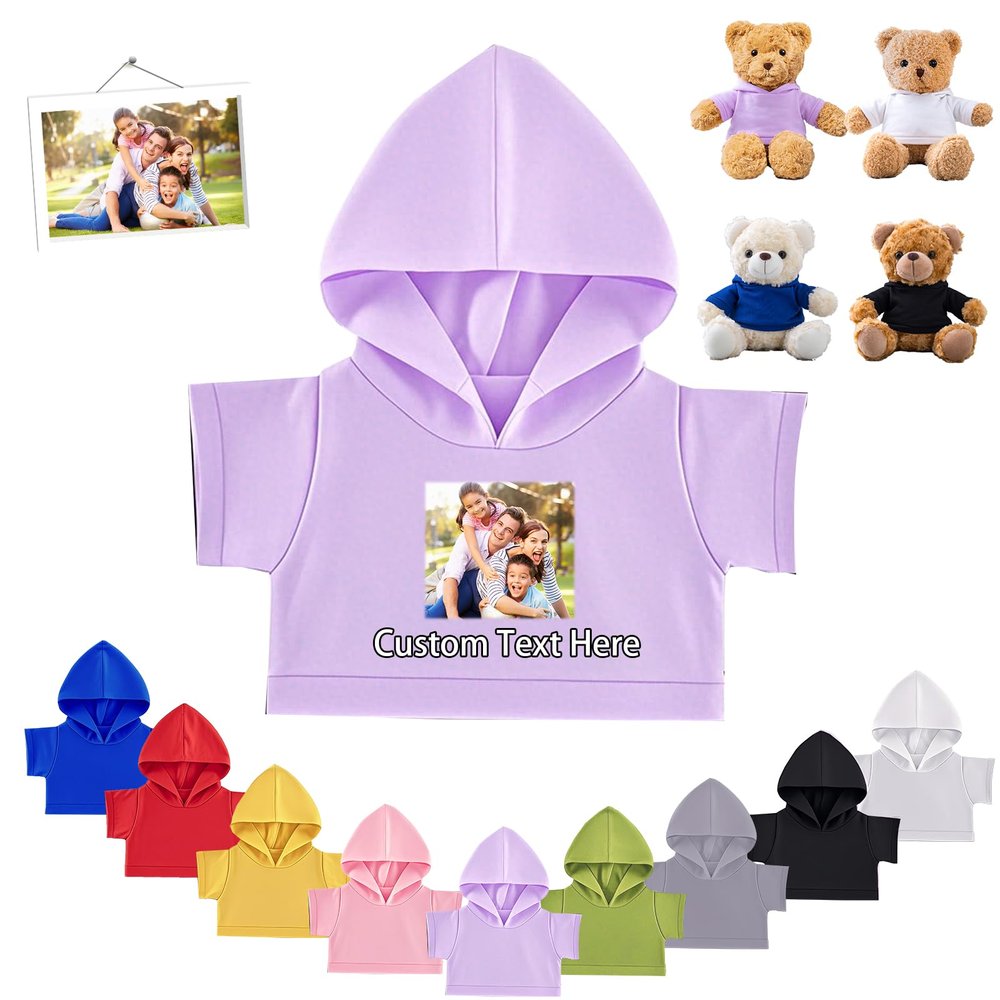 FAHOXUMR Personalized Teddy Bear Clothes with Photo Text, Custom Stuffed Animal Clothes Fit 8-16inch Stuffed Bear Clothing, Personalized Doll Clothing Make Your Own Plush Doll Shirt